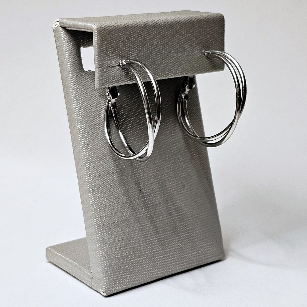 Silver tone Color Hoop Earrings